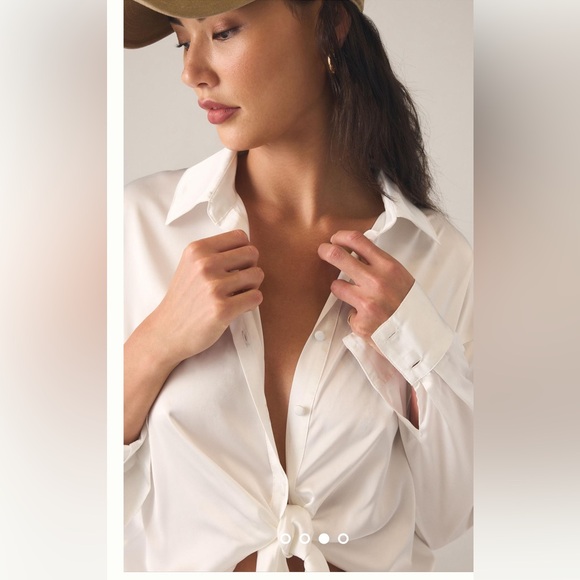 Anthropology Hutch Silky Tie Front Blouse - Picture 7 of 8